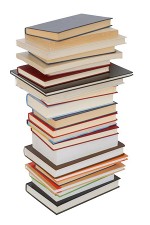 Image of a stack of books against a white backdrop