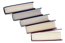 Image of books piled diagonally upwards