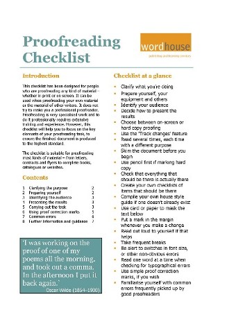 Cover page of our eight-page Proofreading checklist