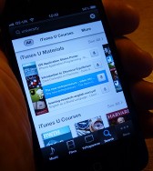 Image of a smartphone displaying iTunes University app